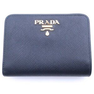 Prada Sapphia Leather Bifold Wallet Black